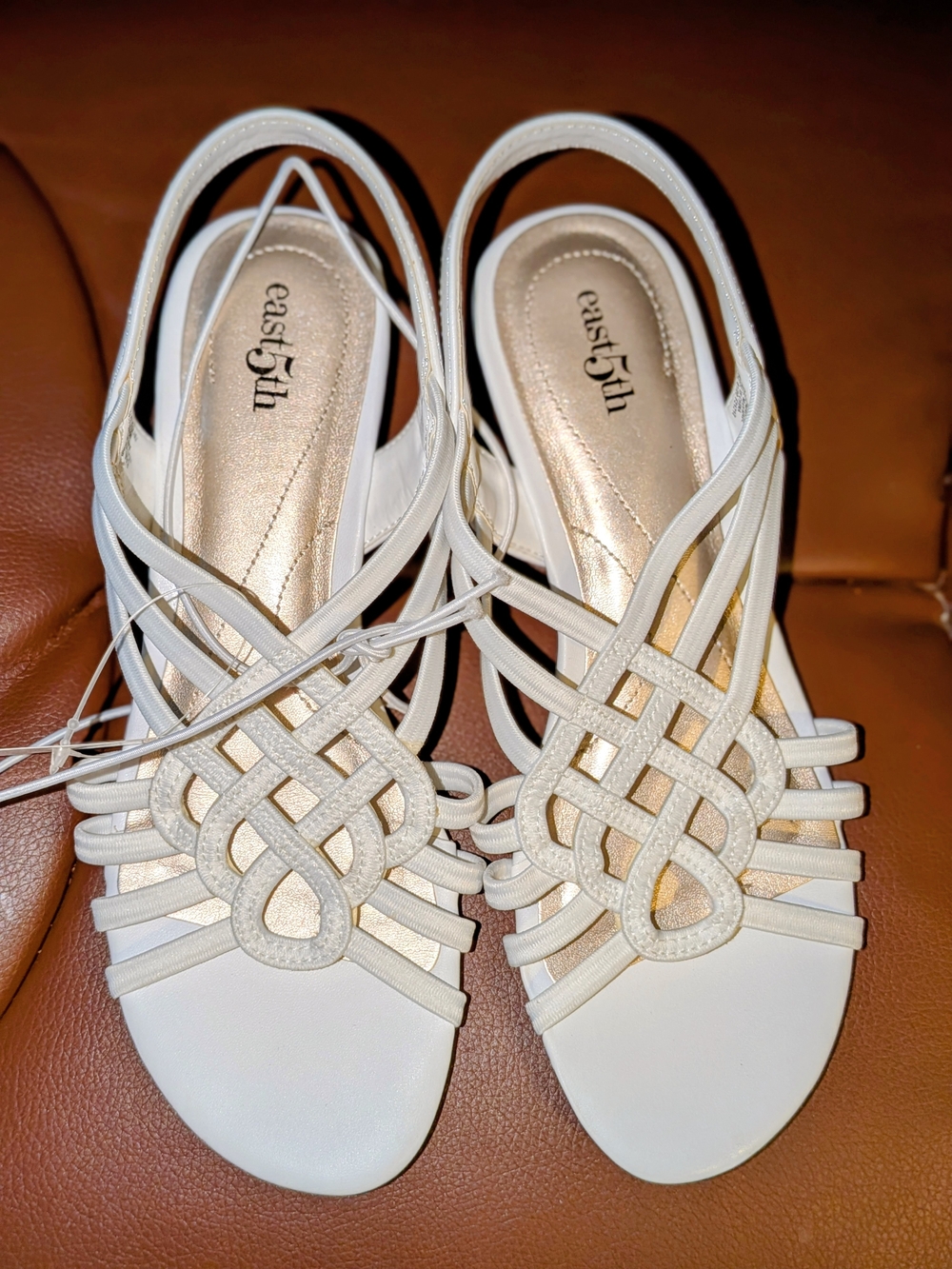New! Women's Size 6 East 5th White Knotted Strappy Slingback Sandals